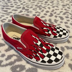 Vans custom checker flame sneakers! Barely worn, practically new.